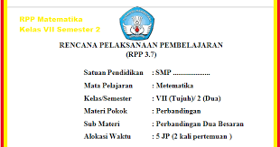 Buku ini merupakan buku siswa yang dipersiapkan pemerintah dalam rangka implementasi kurikulum 2013 atau. Rpp Matematika Smp Kelas 7 Semester 2 Revisi Tahun 2020 2021 Update Data Pendidikan Update