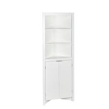 Tangkula corner storage cabinet, space saving corner cabinet with double shutter doors & adjustable shelf, freestanding floor cabinet organizer for kitchen living room bathroom (white). Tall Bathroom Corner Cabinet Wayfair