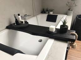 Black Wooden Bath Caddy Bath Shelf Bath Accessories Live Etsy In 2020 Bath Shelf Wooden Bath Bath Caddy