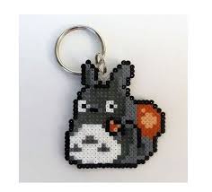 Totoro Mini Perler Beads Keychain Pendant Magnet Mini Totoro En Perles A Repasser Pendentif Ou Porte Clef Fuse Beads Pixel Beads Perler Beads Designs