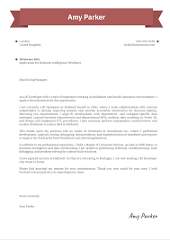 A free to view and use cover letter that is aimed at a business development manager job vacancy. Business Intelligence Developer Cover Letter Sample Kickresume