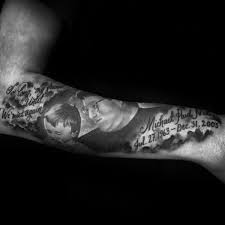 See more ideas about forearm name tattoos, name tattoos, tattoos. Father And Son Realistic Memorial Forearm Tattoo Ideas Tatuajeclub Com