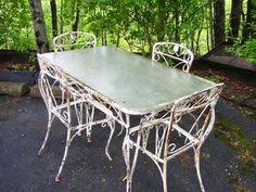 Vintage Wrought Iron Table Amp 4 Chairs Patio Garden Set With Wrought Iron Patio Furniture Iron Patio Furniture Wrought Iron Furniture