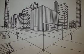 Two Point Perspective City 8th Grade Two Point Perspective City In Sharpie Perspective Art Two Point Perspective City Perspective Drawing