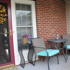 Small Front Porch Transformed With A Patio Bistro Set From Target Porch Table And Chairs Spring Porch Decor Small Front Porches