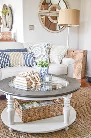The coffee table decor ideas that we have showcased until now must have made a significant round rattan coffee table with glass top featuring wooden bowl with moss covered balls. Style A Round Coffee The Easy Way Stonegable Table Decor Living Room Round Coffee Table Decor Coffee Table