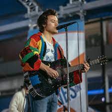 • multicolor color block patchwork cardigan • handmade, hand knit. Harry Styles S Cardigan Has Inspired A Crocheting Tiktok Trend Teen Vogue