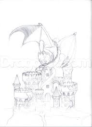 How To Draw A Dragon And Castle Step 6 Castle Sketch Cute Dragon Drawing Fantasy Drawings