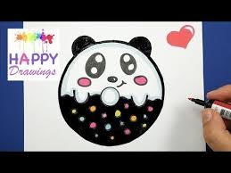 Happy Drawings How To Draw And Color Cute Baby Panda Donut Youtube Happy Drawing Cute Easy Drawings Cute Doodles