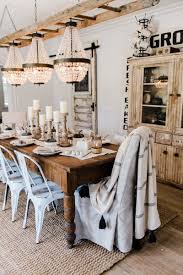 Our farmhouse table collection is crafted out of either reclaimed or new wood, and are built and finished to last a very long time. Simple Neutral Fall Farmhouse Dining Room Liz Marie Blog