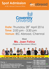 Spot Admission Coventry University Coventry University International Education University