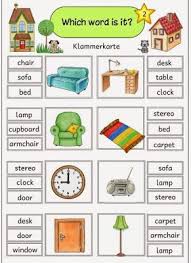 Klammerkarten At Home Furniture Englisch Lernen Kinder Englisch Grundschule Englisch