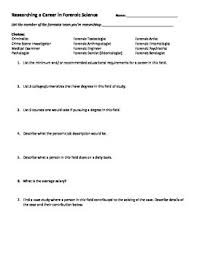 Worksheets are 2010 lab forensic science, pathology forensic science, kids day o t c f s he ase orensic cience, crime scene basics name, trace evidence, an introduction to forensics sciences. Careers In Forensic Science Worksheet Matching