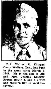 Private Walter R Edinger at Camp Wolters, Texas