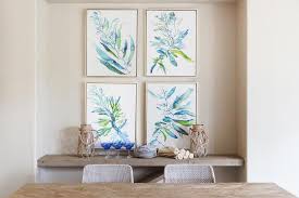 In our last house, we used the dining room as our music room/office. Cottage Style Dining Room With Blue And Green Botanical Art Cottage Dining Room