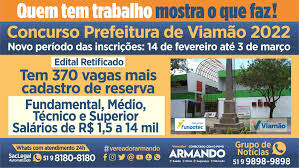 Concurso público na Prefeitura de Viamão com 370 vagas, para fundamental,  médio, técnico e superior – Vereador Armando