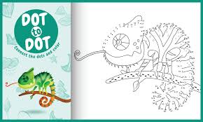 A chameleon is an animal that changes its color to camouflage itself with its surroundings. Connect The Dots Kids Game And Coloring Page With A Cute Chameleon Character Illustration 2117385 Vector Art At Vecteezy