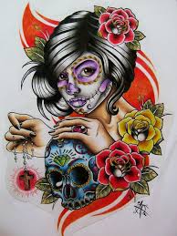 Traditional day of the dead woman tattoo. Girl Sugar Skull Tattoo Designs Novocom Top