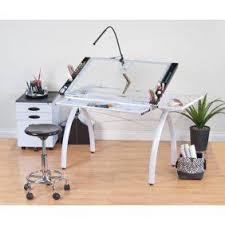 Futura Craft Station Work Table With Adjustable Safety Glass Top Walmart Com Drafting Table Design Craft Station