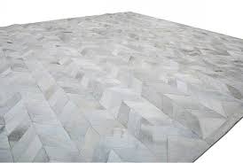 Gray Patchwork Cowhide Rug Chevron Design Shine Rugs