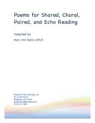 Poems For Shared Choral Paired And Echo Reading Reading Poems Choral Kids Poems