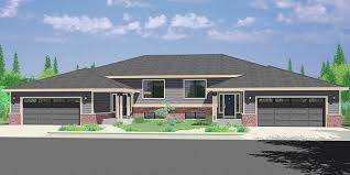 The front door is located midway between the two floor plans. Duplex House Plans Split Level Duplex House Plans D 492