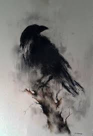 Black And White Raven Drawing Original Raven Drawing Charcoal Black And White Art Halloween Gothic Crow On A Branch 12x8 Raven Art White Art Artwork