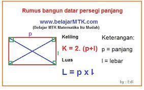Keliling persegi panjang merupakan penjumlahan keempat sisi yang digunakan untuk membentuk sebuah persegi panjang. Rumus Luas Persegi Panjang Dan Keliling Persegi Panjang Lengkap Contoh Soalnya