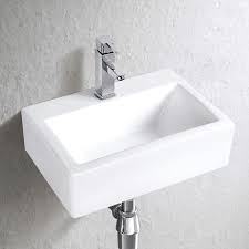 Über ihm hängt eine moderne lampe. Gaste Wc Wand Hange Oder Aufsatz Keramik Waschbecken Soho Dunner Rand 43 X 30 Cm Wunderbad