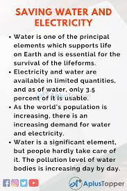 Maybe you would like to learn more about one of these? Saving Water And Electricity Essay Essay On Saving Water And Electricity For Students And Children In English A Plus Topper