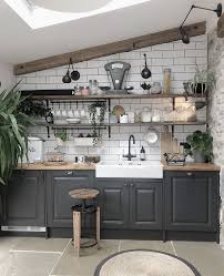 Black And Grey Kitchen Decor Graphite Grey Kitchen With Ikea Belfast Sink Black Tap And Open Shelving Graphitekitchen Greykitchen Be Kitchen Interior Home Decor Kitchen Kitchen Modular