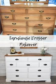 The Epitome Of Farmhouse Style White And Wood Dresser Timeless Creations Refinished Dresser Diy Bedroom Furniture Makeover Wood Dresser Diy