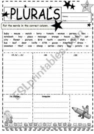 Plurals B W Put The Words In The Correct Column Plurals Learn English Learn English Grammar