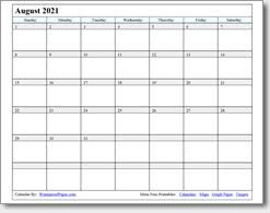 This free printable blank calendar is a great way to keep your schedule organized in style! August 2021 Printable Calendar Print As Many As You Want