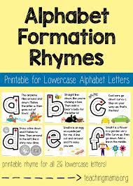 Lowercase Alphabet Formation Rhymes Teaching Mama Teaching The Alphabet Preschool Songs Teaching Mama