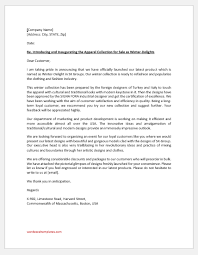 Apr 15, 2021 · apr 15, 2021 · a fashion cover letter is a brief introduction detailing your interest in an available position, your personality and the unique skills you can bring to a fashion company. Product Introduction Letter To Customer Word Excel Templates