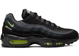 Nike Air Max 95 Retro Logo Black Grey Volt In 2020 Nike Air Max 95 Nike Air Max Nike Air