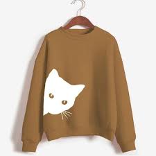 Peeking Cat Hoodie Women Funny Cat Looking Out Side Print Crewneck Sweatshirtuotelab Cat Hoodie Hoodies Womens Peeking Cat