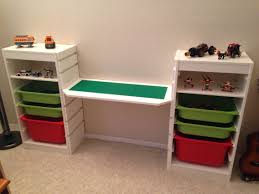 Lego Desk Used Ikea Trofast For The Ends And Had My Dad Make The Middle Plank And Make Notches In The Outsides Of The Lego Desk Ikea Trofast Lego Room Decor