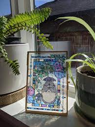 Completed puzzle measures 24 x 30. Framed My Stained Glass Totoro Puzzle Ghibli