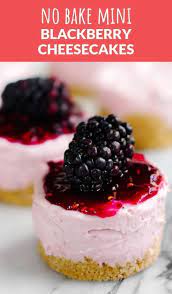 Adorable No Bake Mini Blackberry Cheesecakes Are Ultra Fresh Vibrant And Simple To Make Nobake Chee Desserts Mini Cheesecake Recipes Blackberry Cheesecake