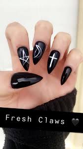 Black And White Striped Stiletto Nails Sharp Black Moon Nails Moon Nails Nails Gold Nails