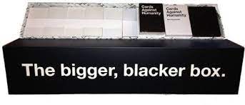 It has been compared to the 1999 card game apples to apples and originated from a kickstarter campaign in 2011. Cah Bigger Blacker Box By Cards Against Humanity Barnes Noble