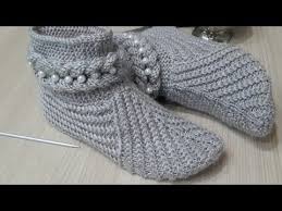 Iki Sisli Incili Bot Patik Youtube Ladies Knitting Patterns Entrelac Knitting Baby Knitting