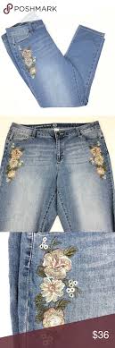 Floral Embroidered Skinny Jeans 16 Signature Fit Dress Barn Jeans Skinny Jeans Size 16 Dresses
