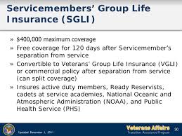 Group Life Insurance Servicemembers Group Life Insurance Sgli