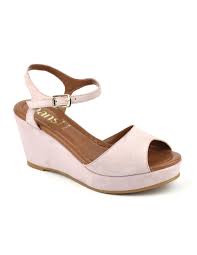 Sandales rose compensées pour femme russi. Sandales Compensees Cuir Daim Rose Poudre 8332 Dansi