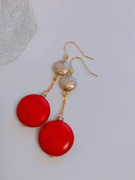 elegant red and gold earrings gorgeous party earrings fall and winter earrings stylish and chic r red stone earrings gold earrings dangle stylish earring