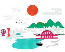 このサイトのトップ絵 kobeページの扉絵に使用する 神戸のイラストを折り紙を切り貼りして作ってみた 悪くないような気がする 右腕が腱鞘炎になりそうだった ずーっといていると ずーっと同じ風景を イラスト デザイン イラストレーション