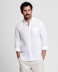 Chemise homme avec col boutonné cousue à la main. Gant Chemise Regular Fit En Lin Blanche Chemise Homme Gant Iziva Com Chemise Lin Homme Tenue Professionnelle Decontractee Pour Homme Homme Chic Et Decontracte